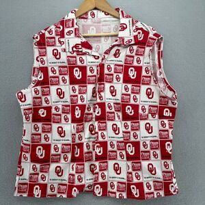VTG University of Oklahoma Handmade OU Sooners Red White Sleeveless Vest NCAA